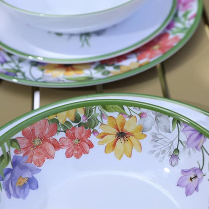 12 Piece Floral Melamine Dinnerware Sets, Service - Image 7