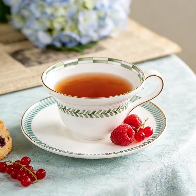 KAMMAK Tea Cups Set of 2, Ceramic Floral Pattern Demitasse Cup | Porcelain - Image 4