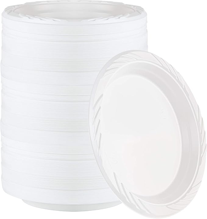 400 Count Disposable 7 Inch White Plastic Plates by PLASTICPRO