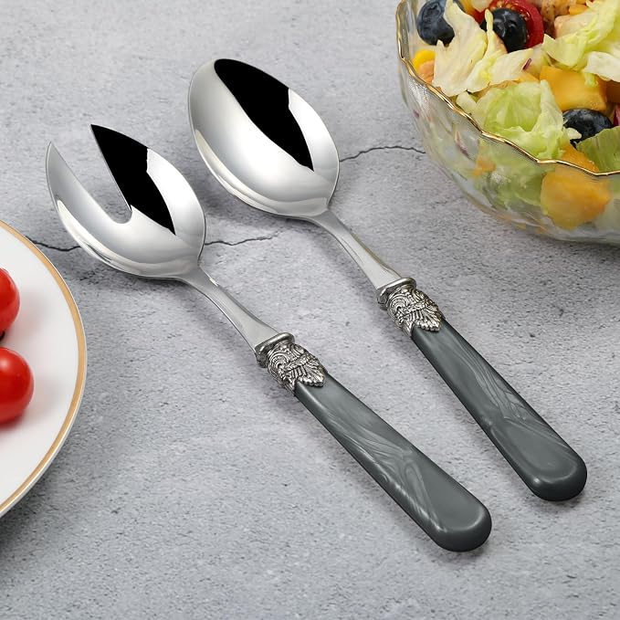 2-piece Salad Servers Stainless Steel Salad Serving Set Salad Fork and Spoon - Image 2