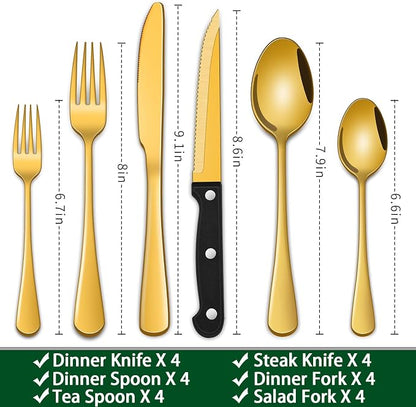 DEHOV 30 PCs Gold Flatware Sets Service - Image 2