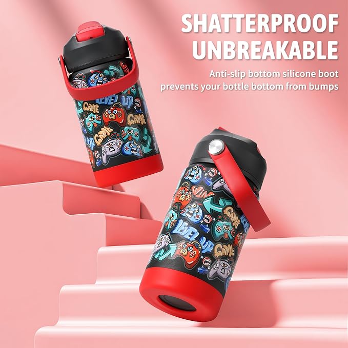 rockpapa 14 oz Kids Insulated Water Bottle，Stainless Steel Toddler Cups - Image 5
