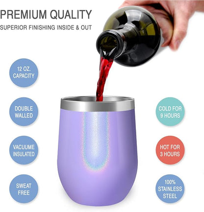 CHILLOUT LIFE 12 oz Stainless Steel Wine Tumblers 2 Pack - Image 7