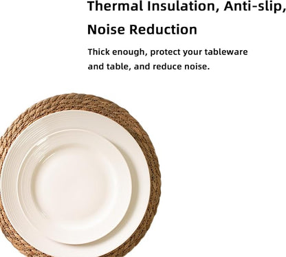 13 Inch Round Woven Plate Placemats Set of 15, Farmhouse Rustic Straw Braided - Image 6