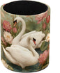 White Swan and Vintage Flowers Leather Pen Holder by Unknown