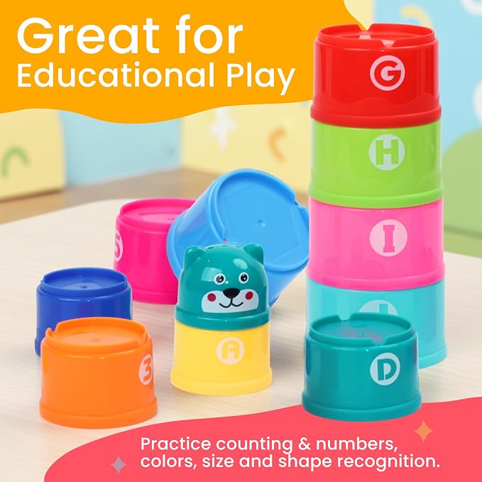 Educational Stacking Toys for Toddlers 1–3 | Numbers & Alphabet Stacking Cups - Image 2