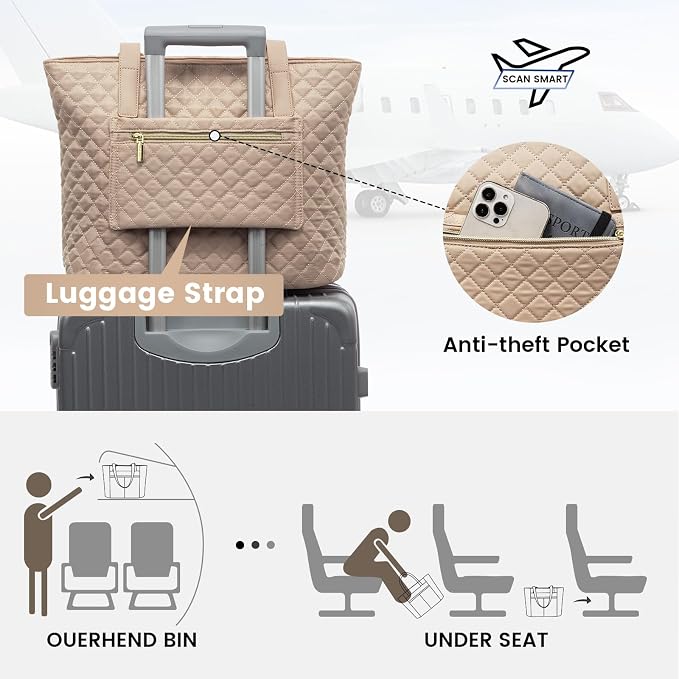 LOVEVOOK Laptop Bag for Women 15.6 inch, Diamond Quilted Work Tote Bags Womens - Image 6