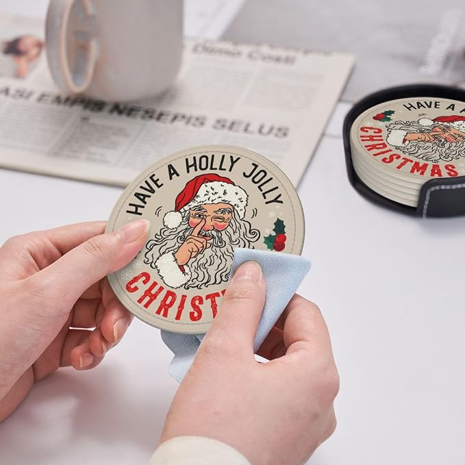 6 Pcs Christmas Santa Claus Drink Coasters - Image 5