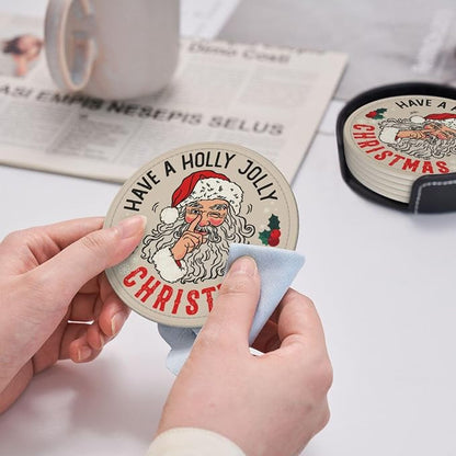 6 Pcs Christmas Santa Claus Drink Coasters - Image 5