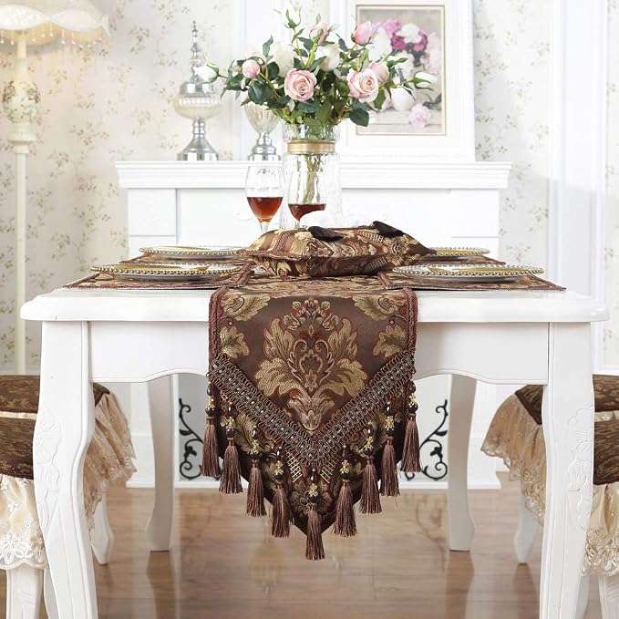 French Country Luxury Floral Pattern Table Runner by JAIJY