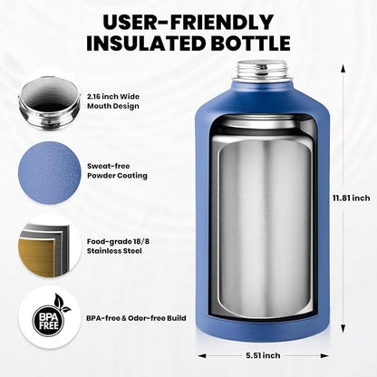 RAYMYLO One Gallon Water Bottle Insulated 128 oz, Stainless Steel | Triple - Image 5