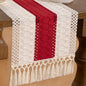 MLMW Boho Ivory Red Table Runner Farmhouse Burlap Small Table Runner Dresser by MLMW
