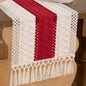 MLMW Boho Ivory Red Table Runner Farmhouse Burlap Small Table Runner Dresser by MLMW