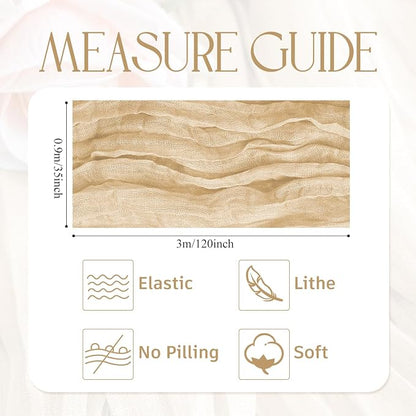 Cheesecloth Table Runner Sand 10FT Boho Gauze Runner, 6 Pack | 120 Inch Cheese - Image 2