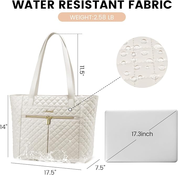 LOVEVOOK Laptop Bag for Women 17 inch, Diamond Quilted Work Tote Bags Womens - Image 4