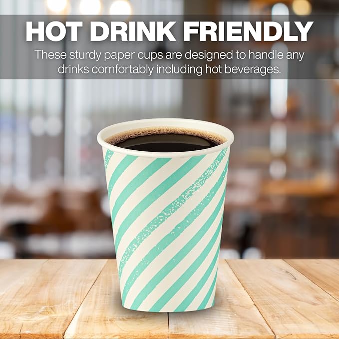 Disposable Coffee Cups, To Go Paper Hot Cups, Water Blue - Image 2
