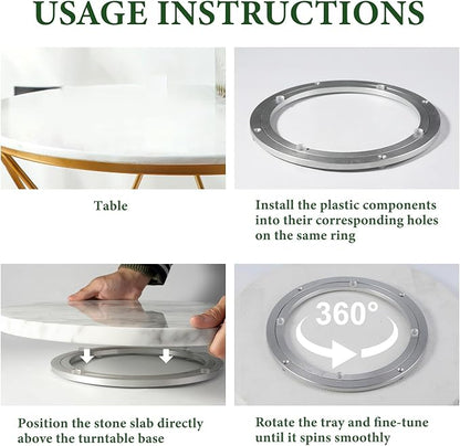 Koville 16'' Marble Lazy Susan Marble Turntable for Kitchen Dinning, Lazy Susans Organizer for Cabinet, Serving Rotation Spinning Tabletop Organizer Swiveling, Spice Rack Storage(Arabescato White)