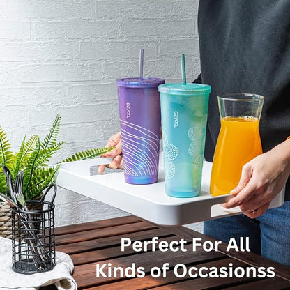 bzyoo 24oz Plastic Tumbler Cup, Lid & Straw, Iced Coffee, dishwasher safe - Image 9