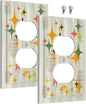 Outlet Covers Mid Century Modern Retro Stars 1 Gang Duplex Light Switch Cover Plate Decorative Wall Plates Electrical Switchplate Receptacle for Bathroom Bedroom Decor（2 Pack）