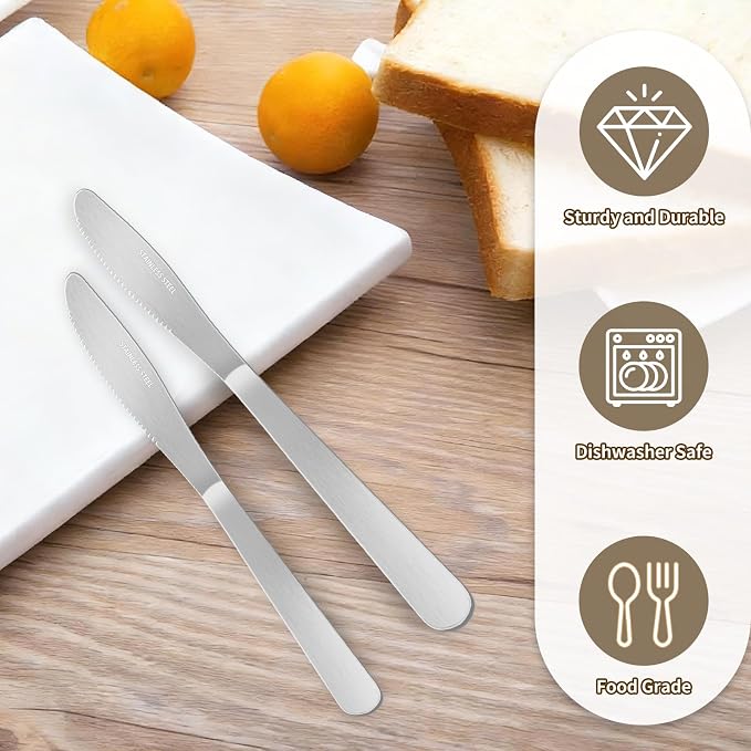150 Pcs Stainless Steel Dinner Knives Bulk 8.3 Inches Spreader Knives - Image 3
