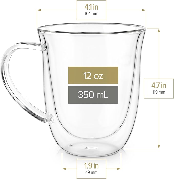 Teabloom Double Walled Borosilicate Glasses – Set of 2 Insulated Glass Cups - Image 3