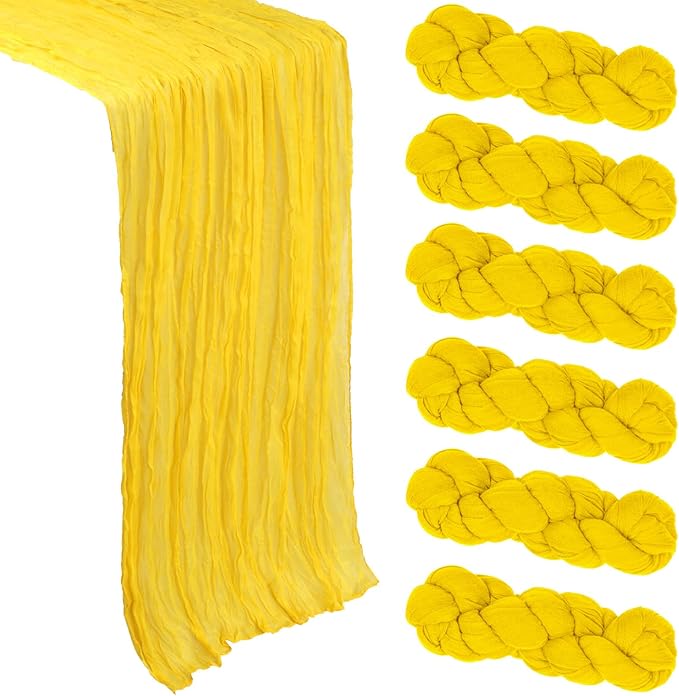 6 Pack Lemon Yellow Cheesecloth Table Runner 10Ft Gauze Cheese Cloth Table by Heneger