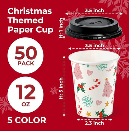 Fit Meal Prep 50 Pack 12 oz Christmas Disposable Coffee Cups - Image 2