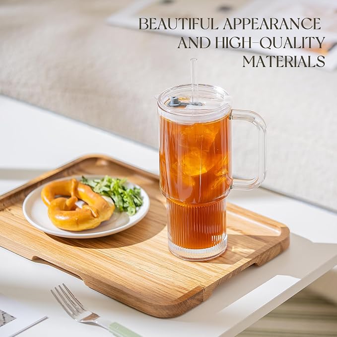 KEMORELA 24oz Ribbed Glass Tumbler - Image 2