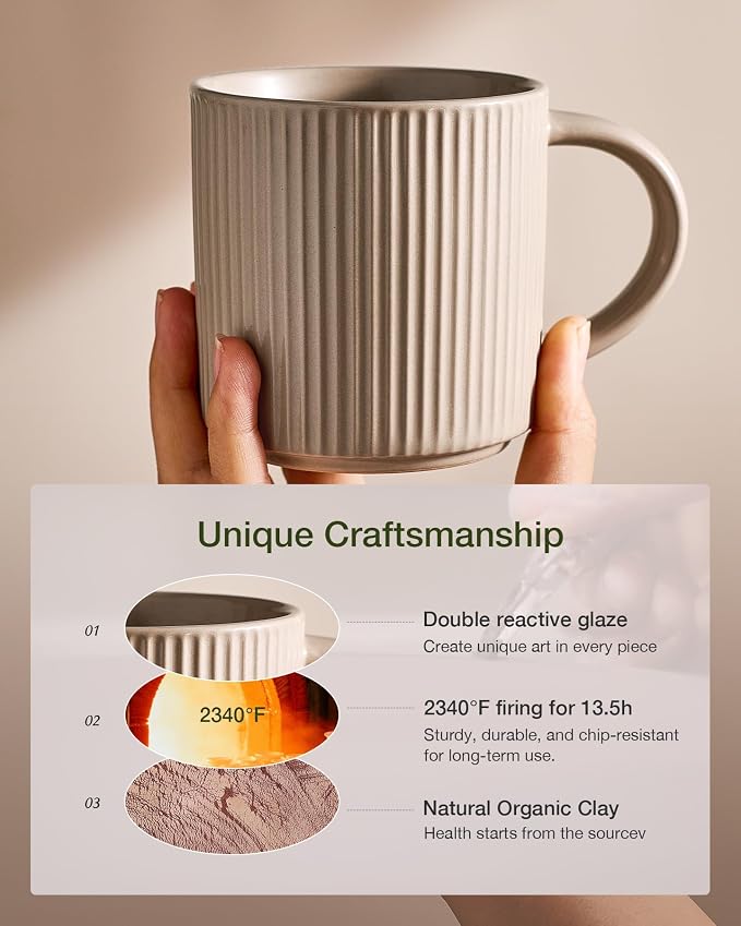 famiware Coffee Mug Set for 4, Star 12 oz Catering Mugs Cup Set - Image 6