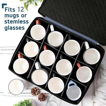 Hearth & Harbor Coffee Mug Storage, Quilted and Stackable Coffee Cup Storage - Image 2