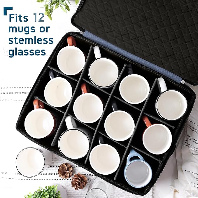 Coffee Mug Storage, 2 Pack Quilted and Stackable Coffee Cup Storage Organizer - Image 2