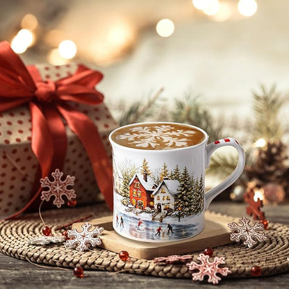 Christmas Snowy Village Coffee Mug, 12oz Ceramic Winter Mug - Image 2