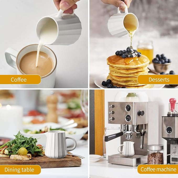 Gurygo 2 Pack 9 Oz Classic Ceramic White Creamer - Image 6