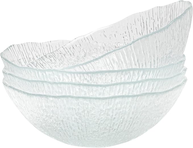 Vikko Soup Bowls, 6.25 Inch Salad Bowls, Glass Soup Bowls, Elegant Textured by Vikko