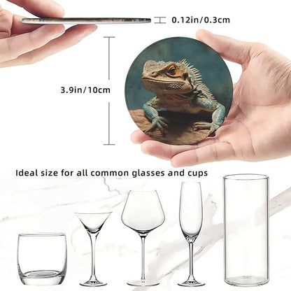 6Pcs PU Leather Coaster for Drinks, Lizards Cup Coasters - Image 2