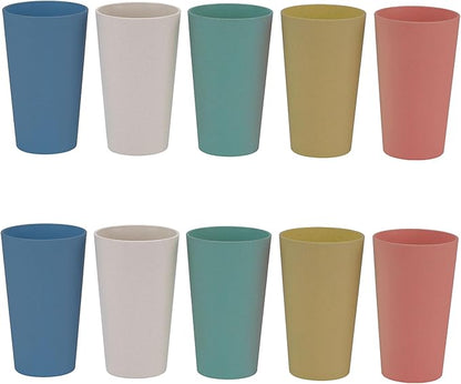 Wheat Straw Unbreakable Cup | 20 oz Reusable Water Drinking Glasses Sets of 10 by LuckyZone