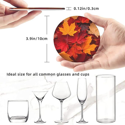 Autumn Fall Leaves Leather Coasters Set of 6 - Image 3