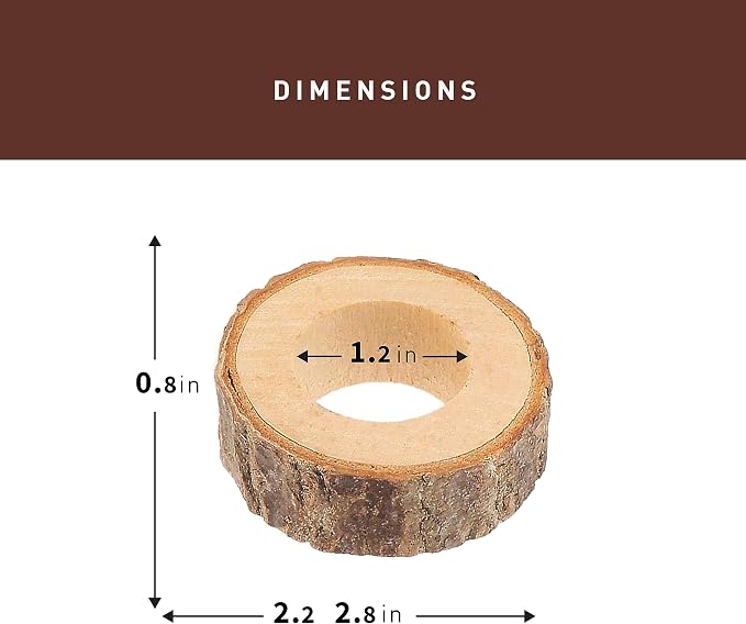 Jolitee's Handmade Rustic Wooden Napkin Rings Set of 4 | Elegant, Lightweight - Image 3