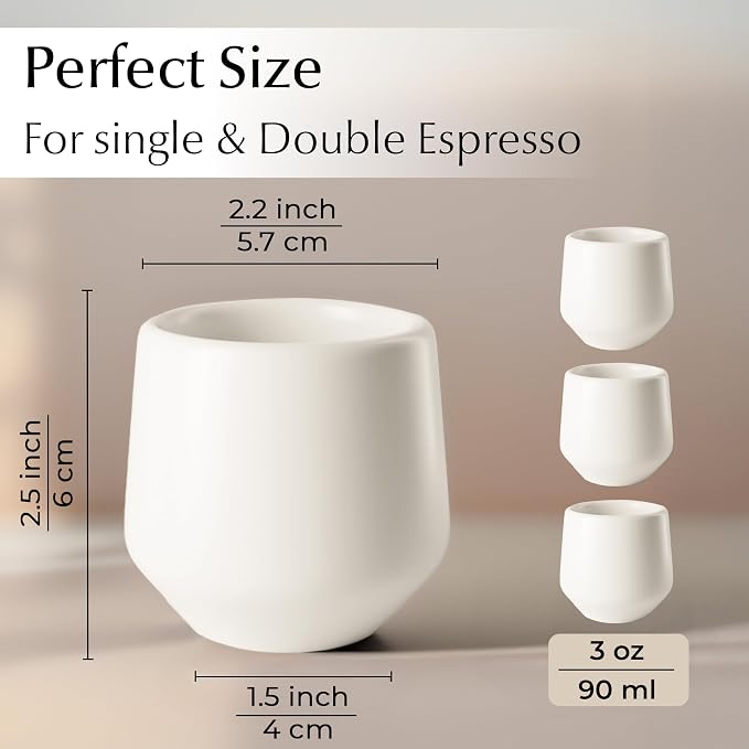 MIAMIO - Espresso Cups Set of 4 / Mug Set, Ceramic - Luxe | Ceramic espresso - Image 3