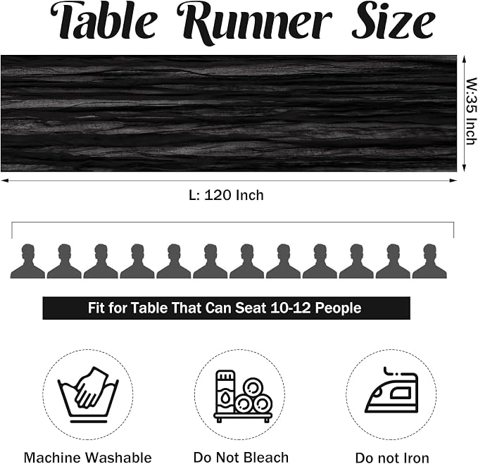 6 Pieces Black 10FT Cheesecloth Table Runner Boho Gauze Fabric Table Runner - Image 4