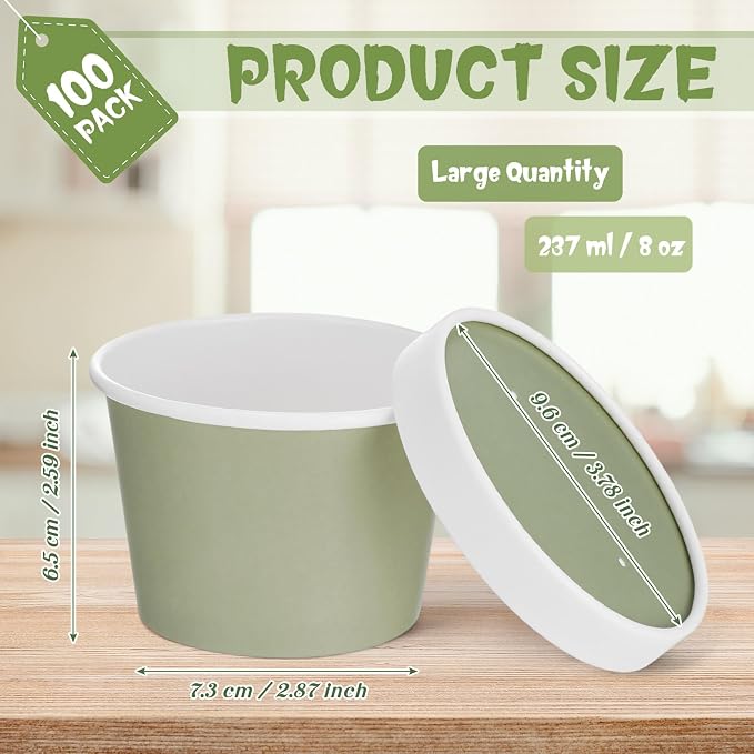 Fulmoon 100 Pack Paper Soup Containers - Image 2