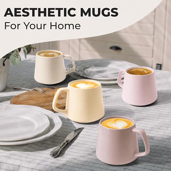 MIAMIO - Coffee Mugs Set of 4, Large - Luxe | Large Ceramic Coffee Mugs - Image 3