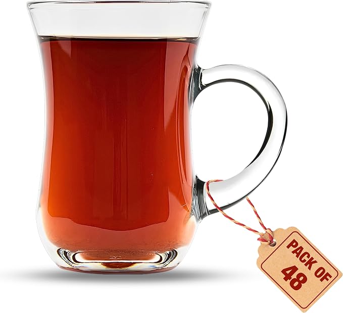 Tea Glasses with Handle Set of 48, Small Clear Glass Tea Cups - Image 6
