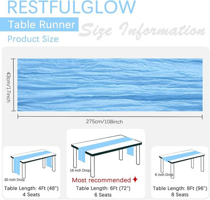 10 Pack Baby Blue Cheesecloth Table Runner 17 x 108 Inch | Boho Gauze Fabric - Image 4