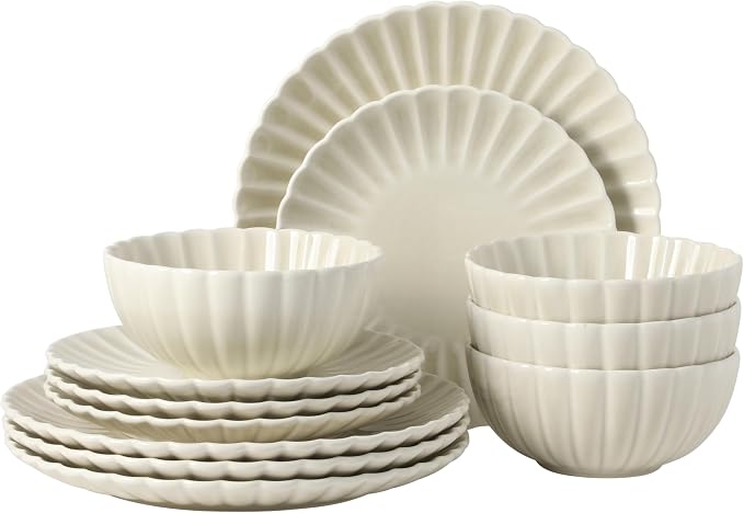 Gibson Elite Peach Orchard 12-Piece New Bone China Dinnerware Set Service by GibsonHomewares