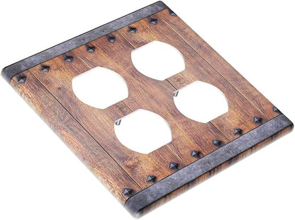 Light Switch Cover Rustic Farmhouse Barn Door Vintage Wood 2 Gang Decorative SwitchPlates Double Duplex Wall Plates Switch Plates and Outlet Covers for Bathroom Cabin Decor