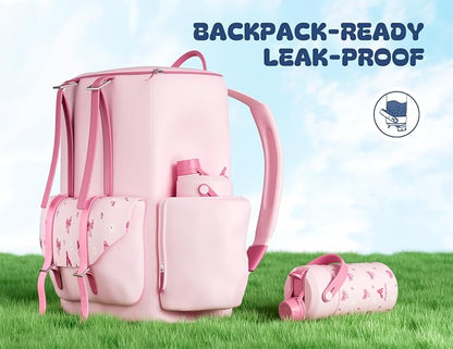 12 oz Insulated Water Bottle for Girls: 2-in-1 Straw Spout Lid, Easy Carry - Image 5