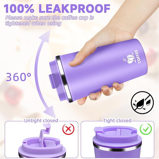 Insulated Travel Coffee Mug Reusable Coffee Tumbler Cup - Image 3