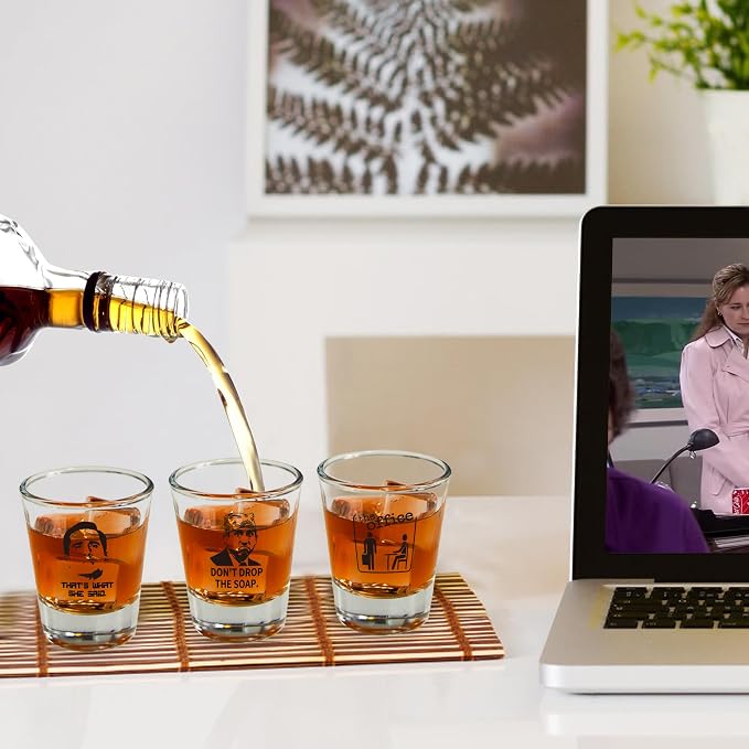 6 PCS The Office Merchandise Shot Glasses Set, 1.5 oz The Office Merch Clear - Image 4