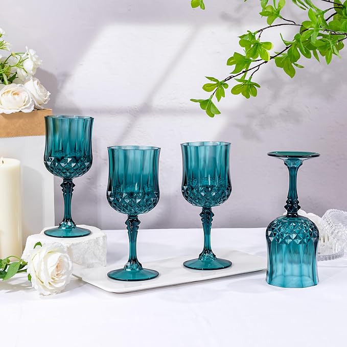 Ciaell 24 Pack Green Plastic Wine Glasses - Image 5